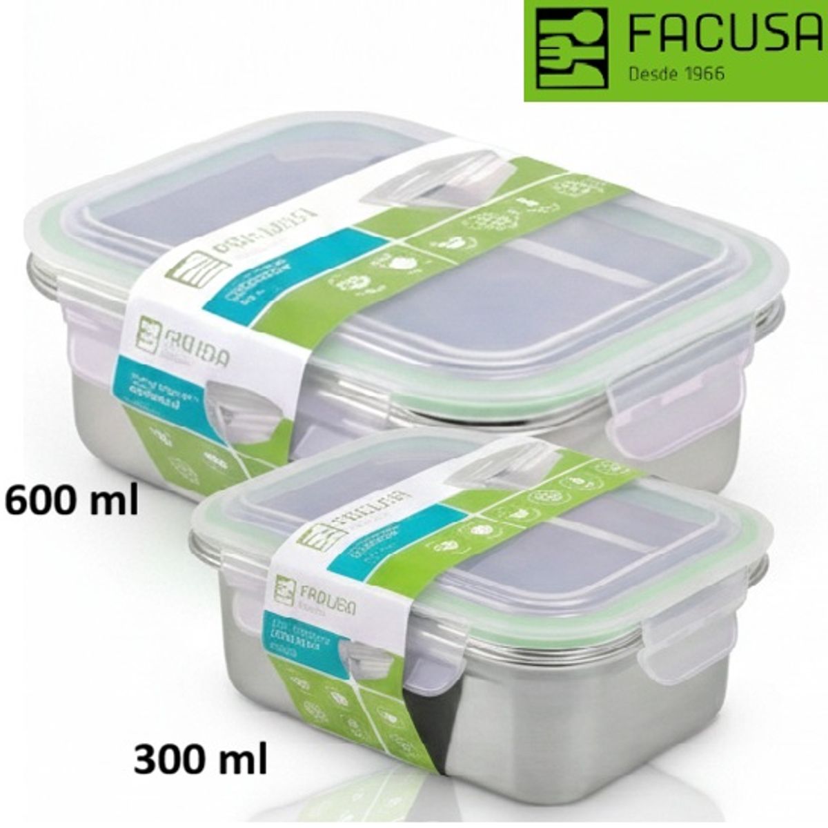 Set X2 Taper Acero Inoxidable FACUSA   600 Ml y 300 Ml, marca FACUSA - Foto Principal