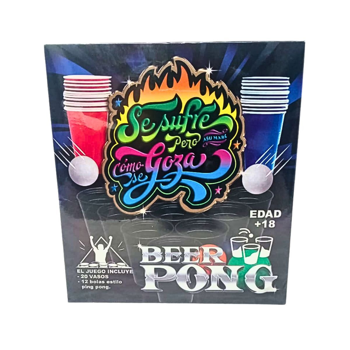 GENERICO - Set de Juego Beer Pong - Se Sufre Pero Cómo Se Goza