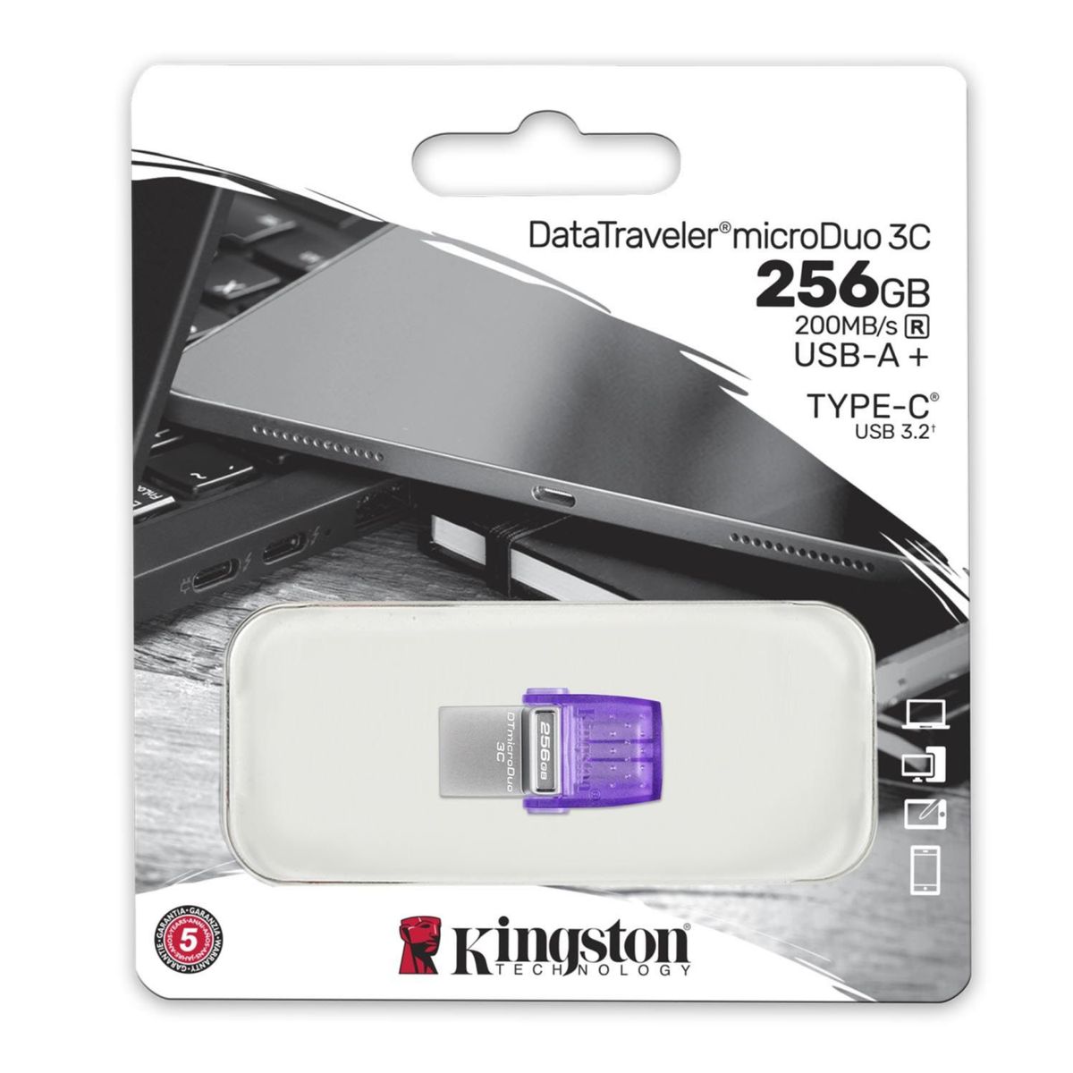 KINGSTON - Memoria USB Duo Microduo Kingston 256GB USB 3.2