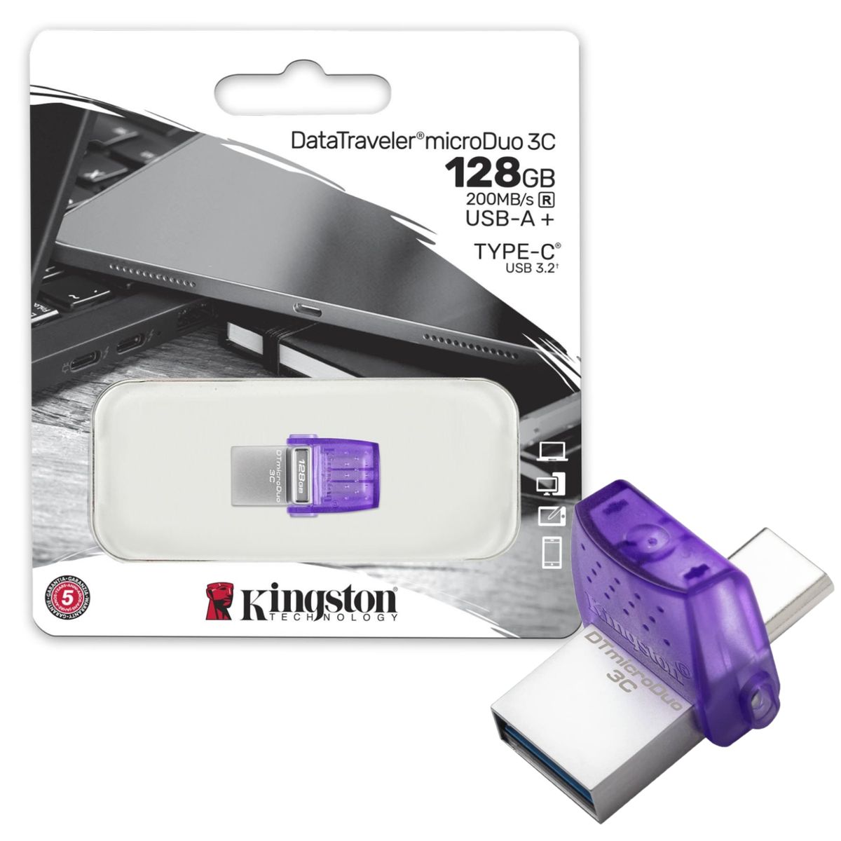KINGSTON - Memoria USB Duo Kingston 128GB USB 3.2