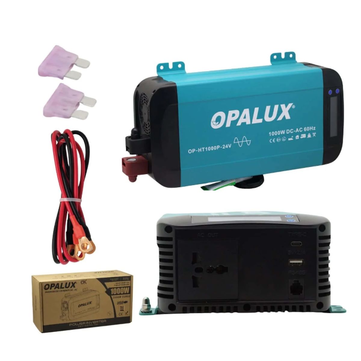 OPALUX - Inversor de Voltaje 24V Onda Senoidal Pura 1000W OP-HT1000P-24V OPALUX