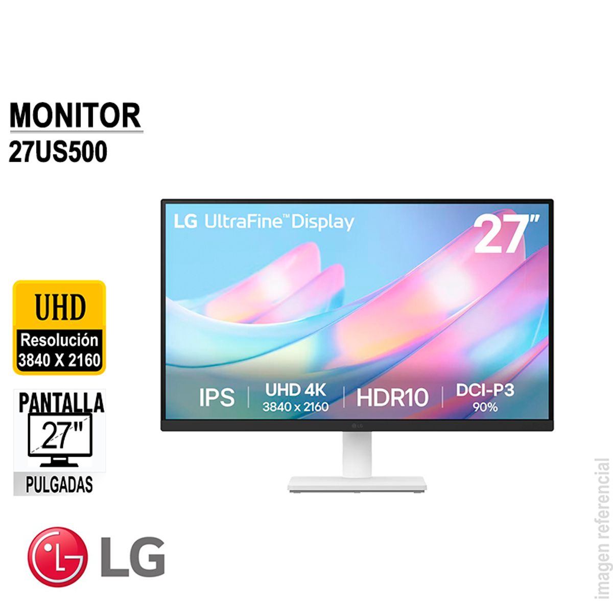 LG - Monitor LG 27US500-W Plano 27 UHD 4K IPS  HDMI x2  DP  Audio-Out
