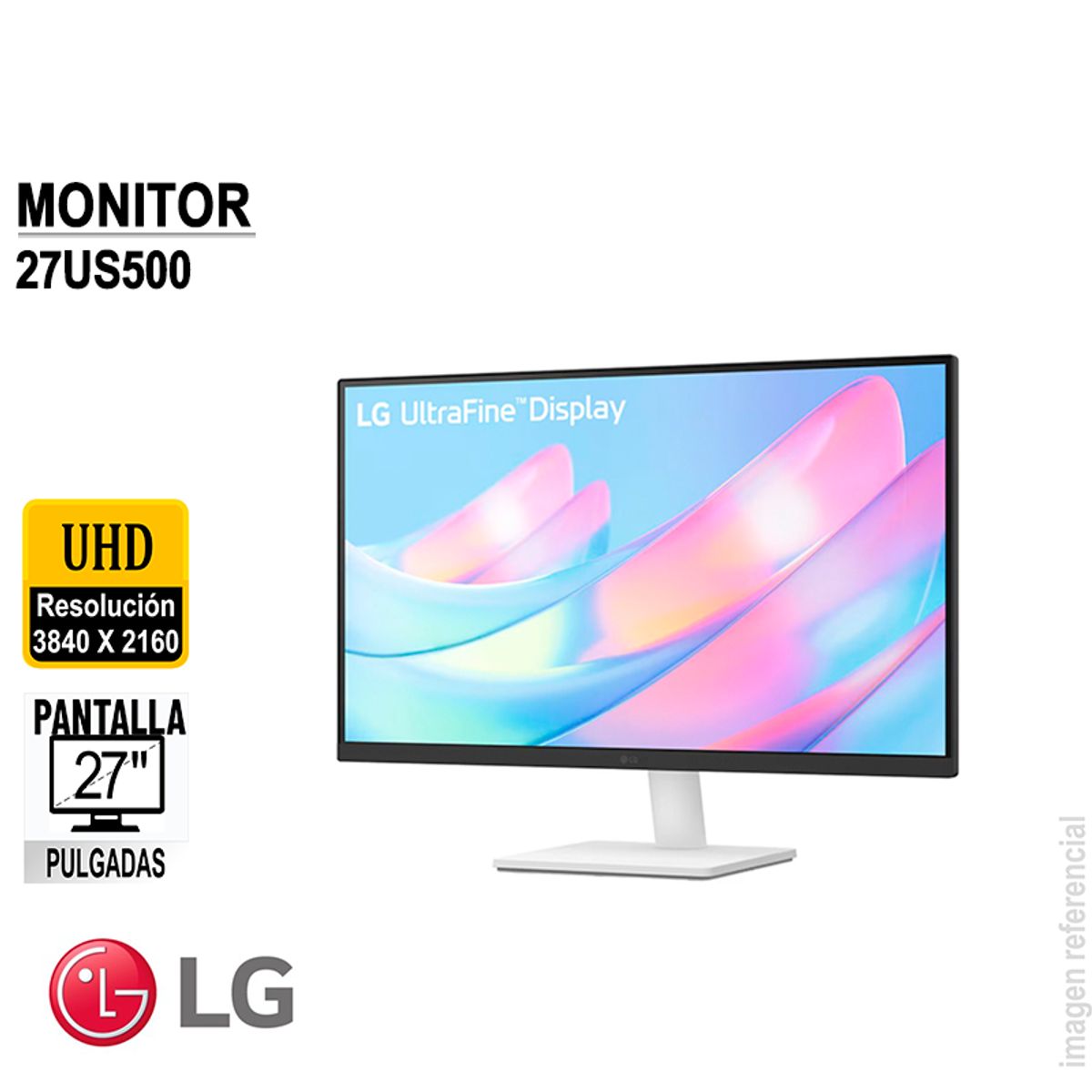 LG - Monitor LG 27US500-W Plano 27 UHD 4K IPS  HDMI x2  DP  Audio-Out
