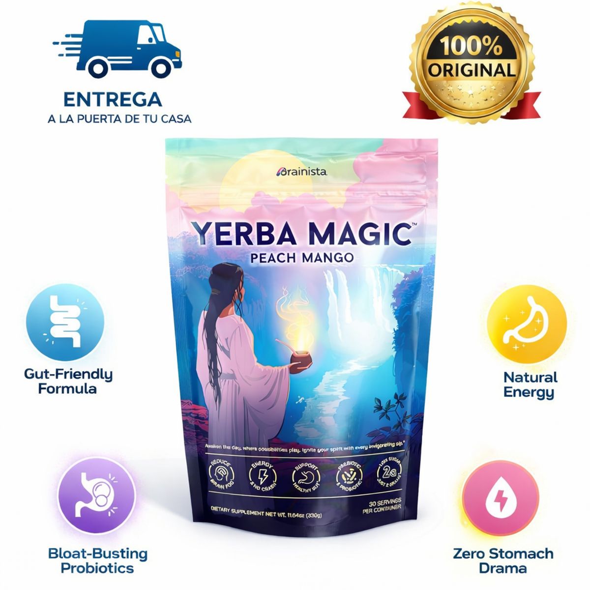 GENERICO - Yerba Mate Te  Super Bebida instantánea en polvo con nootrópicos prebióticos y probióticos