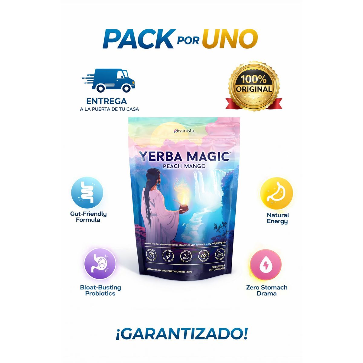 GENERICO - Yerba Mate Te  Super Bebida instantánea en polvo con nootrópicos prebióticos y probióticos