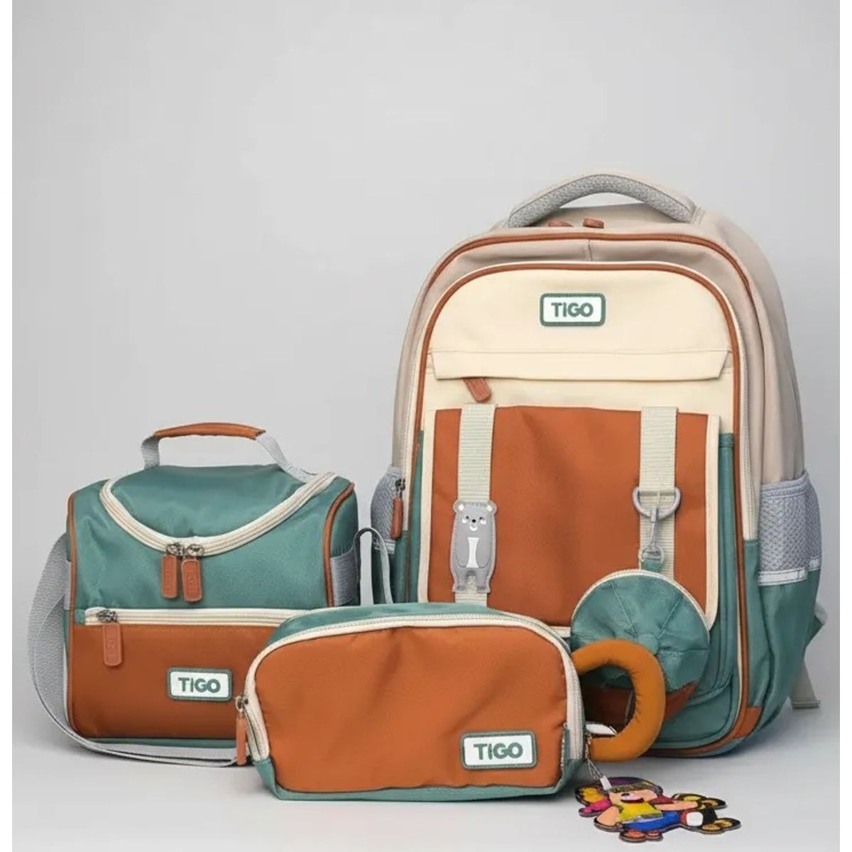 TIGO - MOCHILA ESCOLAR + LOCHERA+ CARTUCHERA- TIGO 3 PIEZAS
