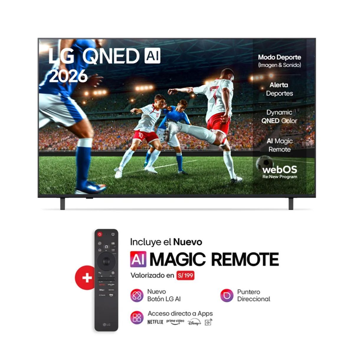 LG - TELEVISOR LG QNED 65” 4K UHD SMART TV CON AI 65QNED73ASA 2025