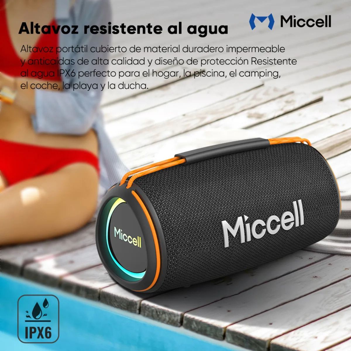 MICCELL - Miccell Parlante Portátil Bluetooth 30W con TWS y Sonido Estéreo para Exterior