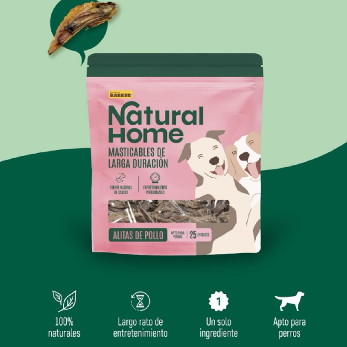 GENERICO - Alitas de Pollo Deshidratadas  Natural Home  Masticables de Larga Duración