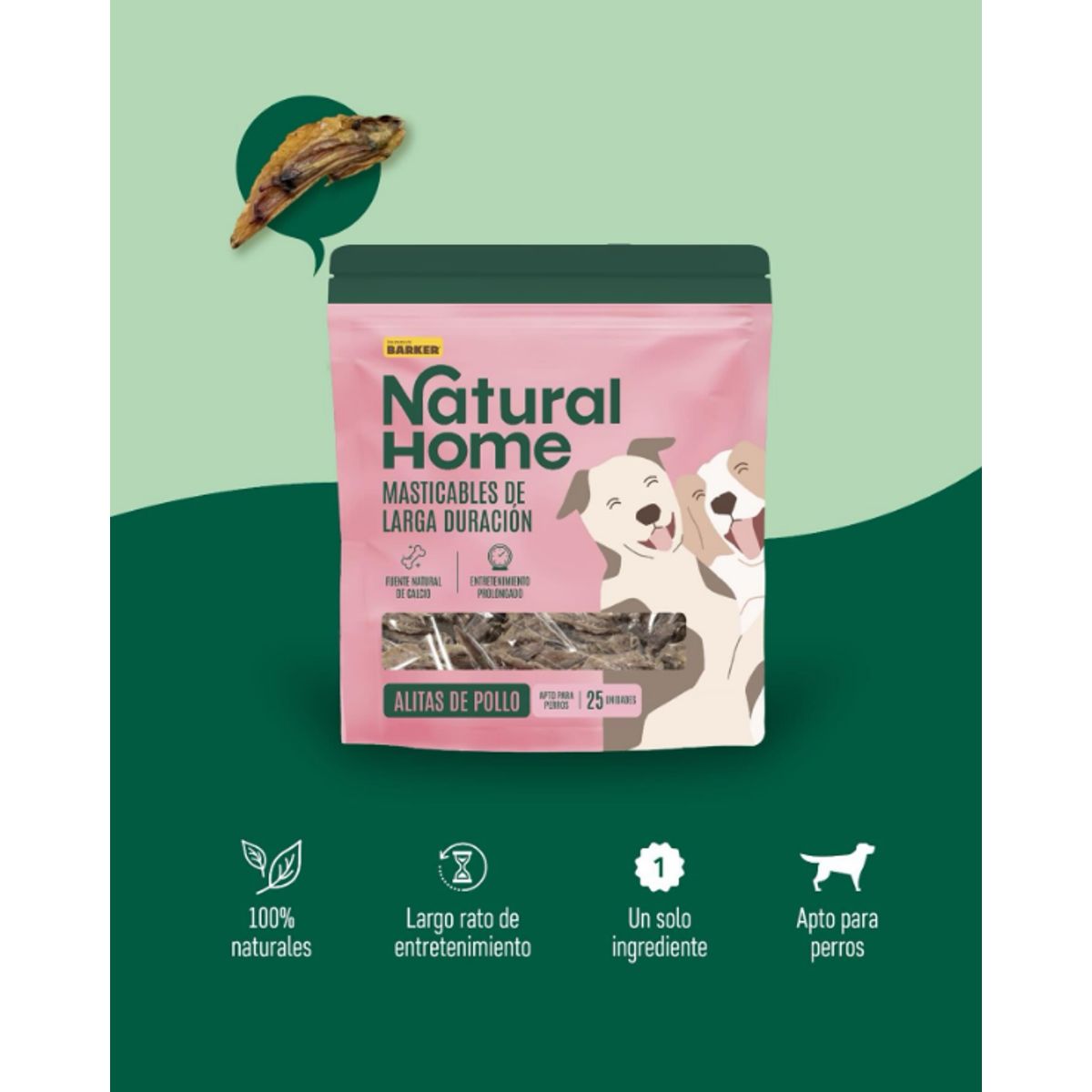 GENERICO - Alitas de Pollo Deshidratadas  Natural Home  Masticables de Larga Duración