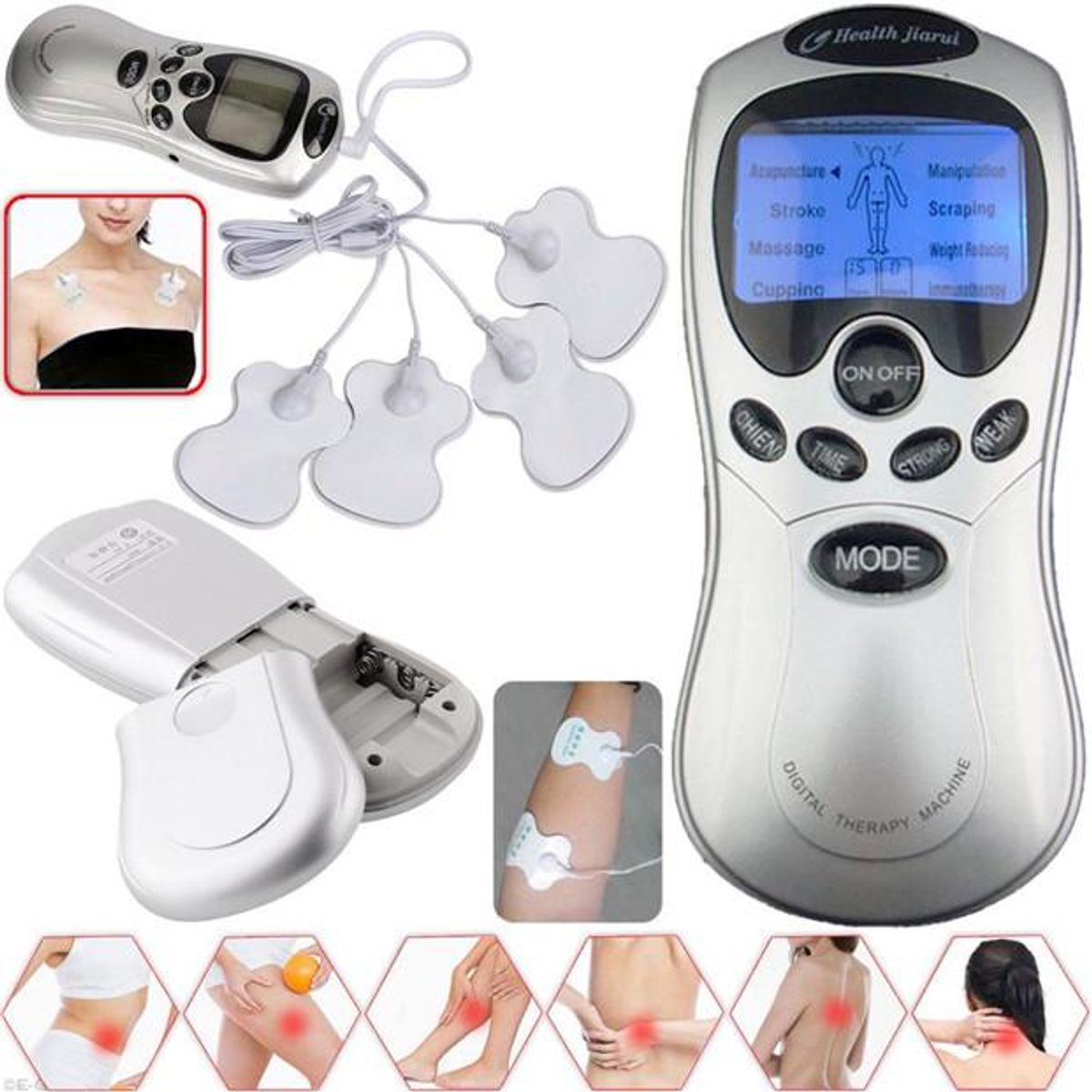 Electrodos Máquina Portátil Terapia Casera Estimulador Masajeador de Pulso y Acupuntura, marca OEM - Foto Principal
