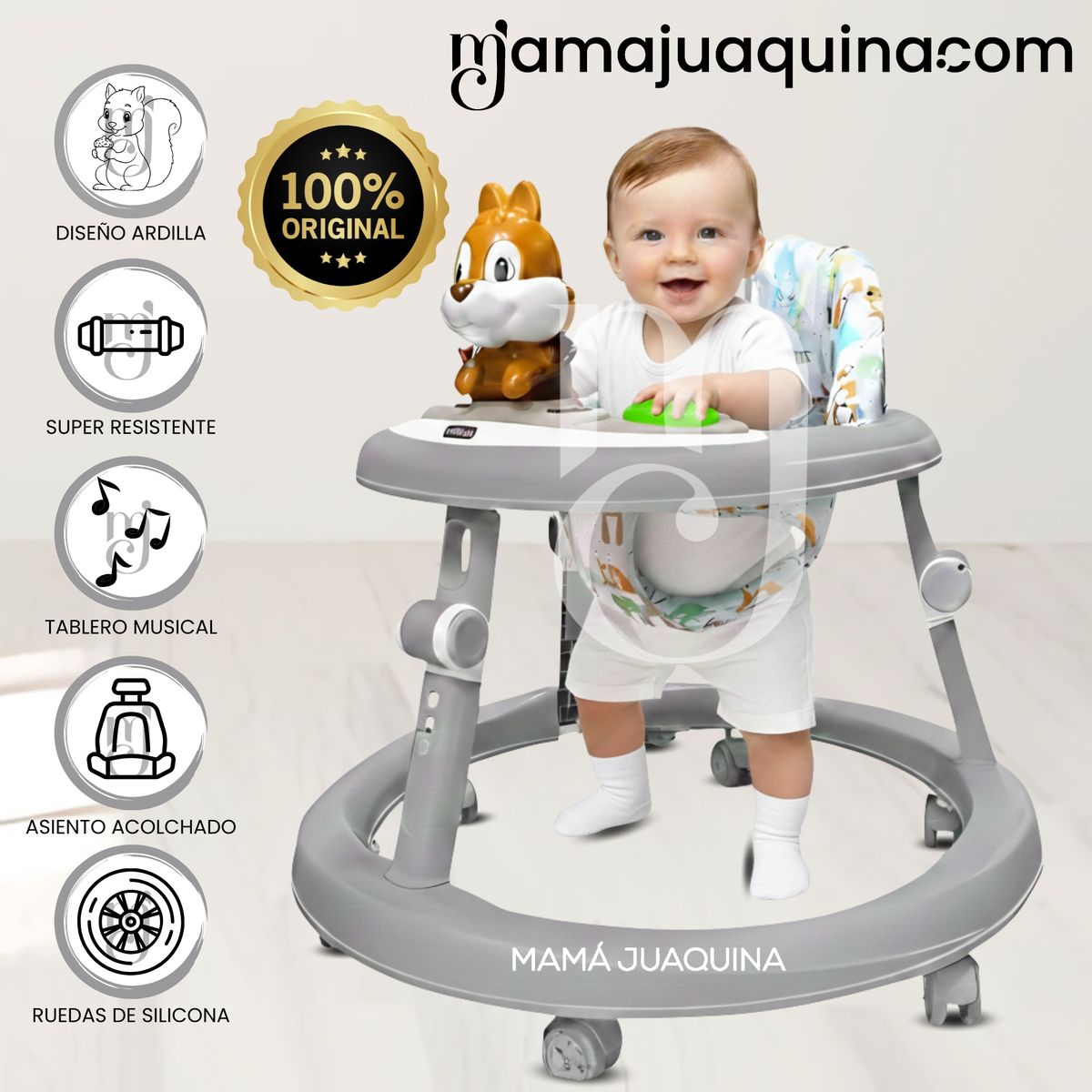 Baby - Andador con Tablero Musical «NUTTY» Gray