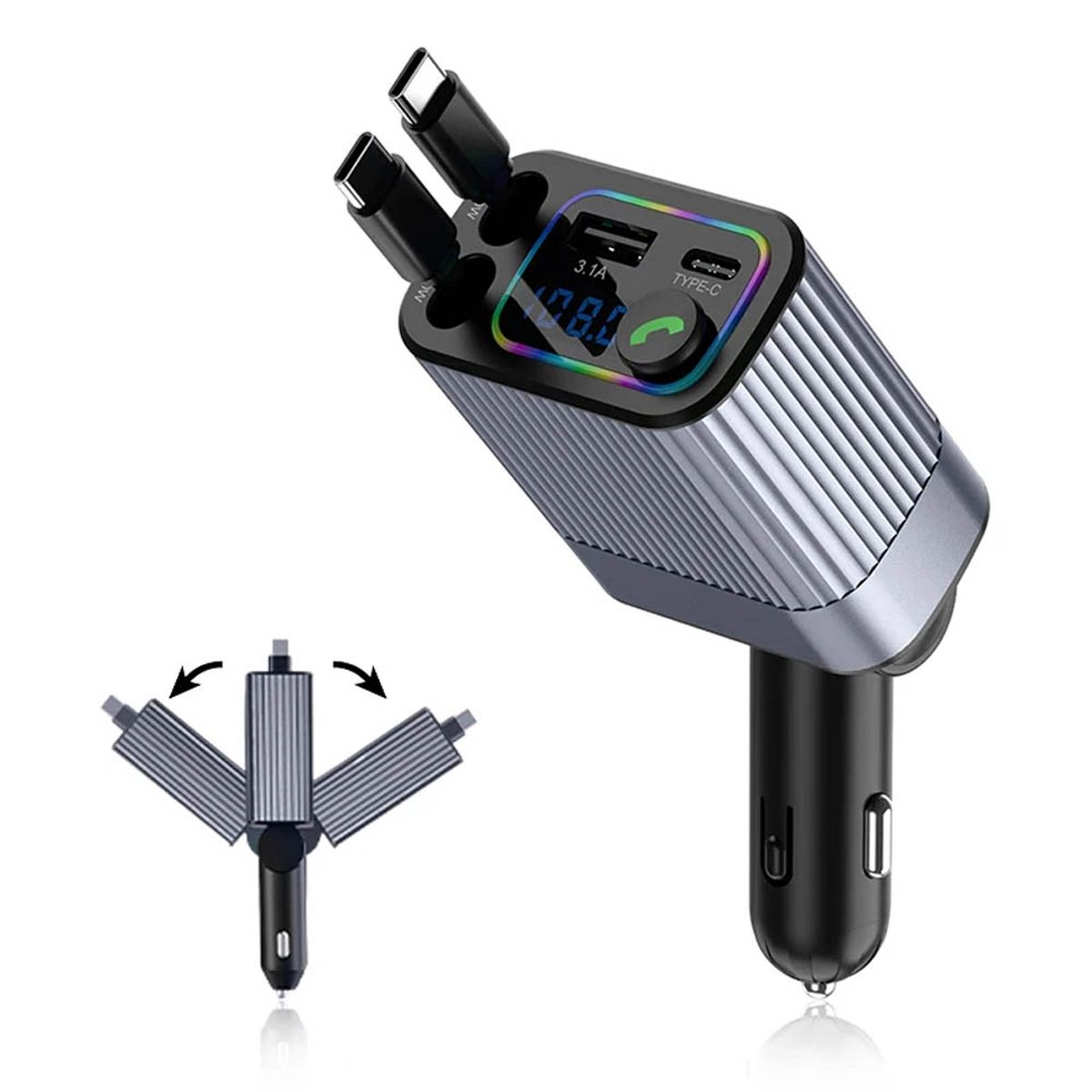 GENERICO - Transmisor Bluetooth MP3 Car Player 4 en 1 Carga Rápida