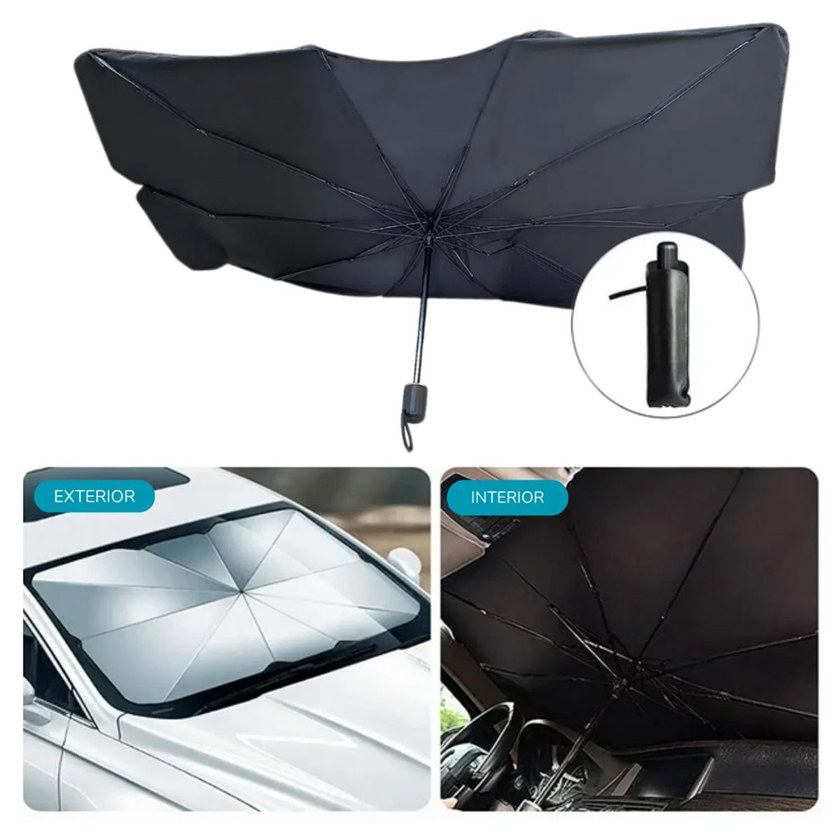 GENERICO - Protector Solar Para Carro Parasol Forma Sombrilla Para Automóvil Tapasol