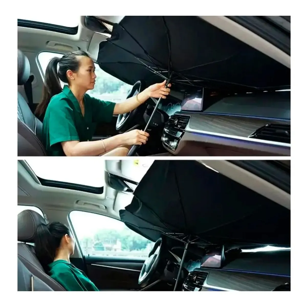 GENERICO - Protector Solar Para Carro Parasol Forma Sombrilla Para Automóvil Tapasol