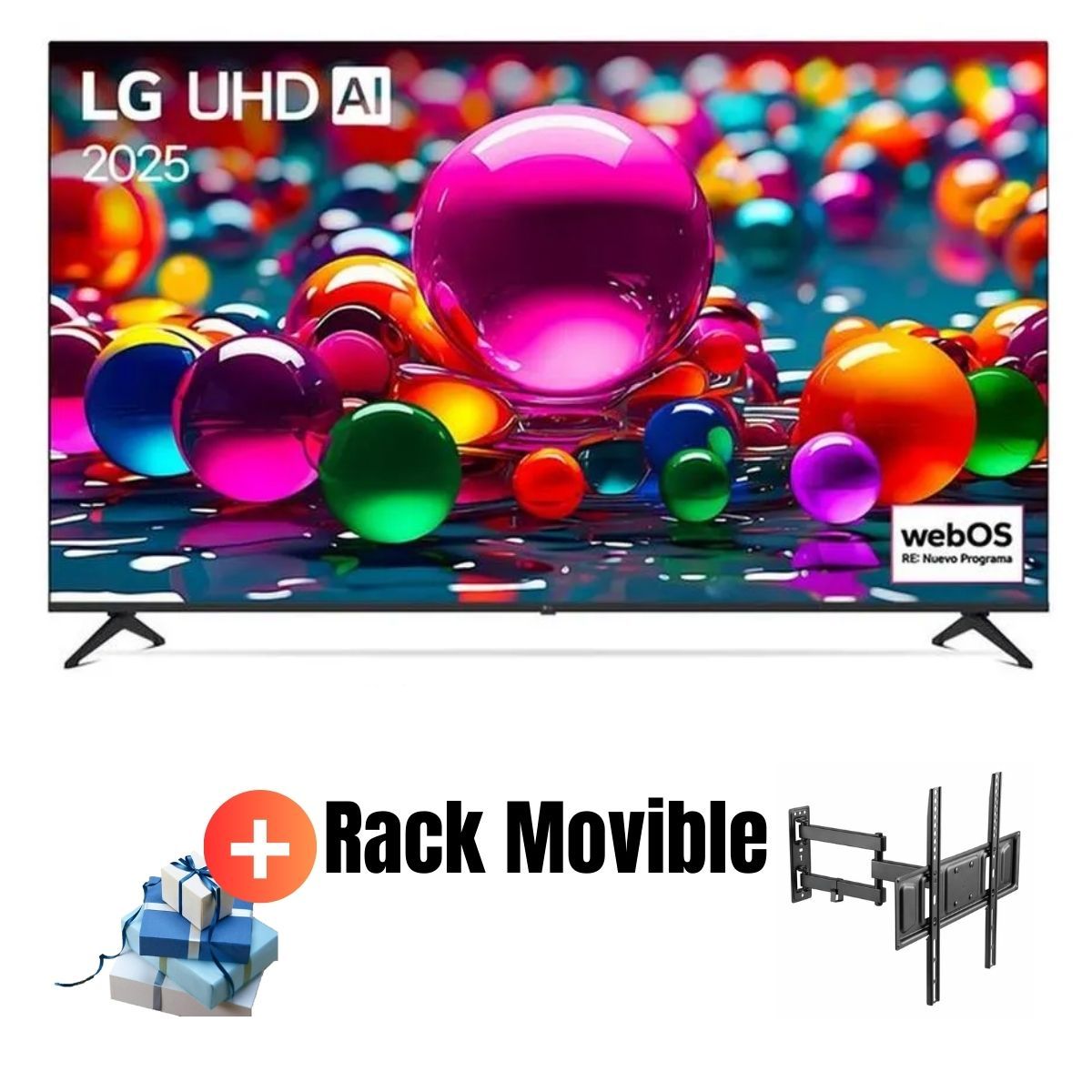 LG - TELEVISOR LG 75 UHD 4K 75UA8050PSA  SMART TV THINQ AI 2025 + Rack Movible
