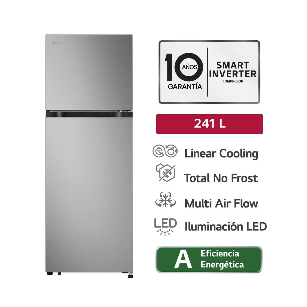 LG - Refrigeradora LG 241L VT24BPY Plateada