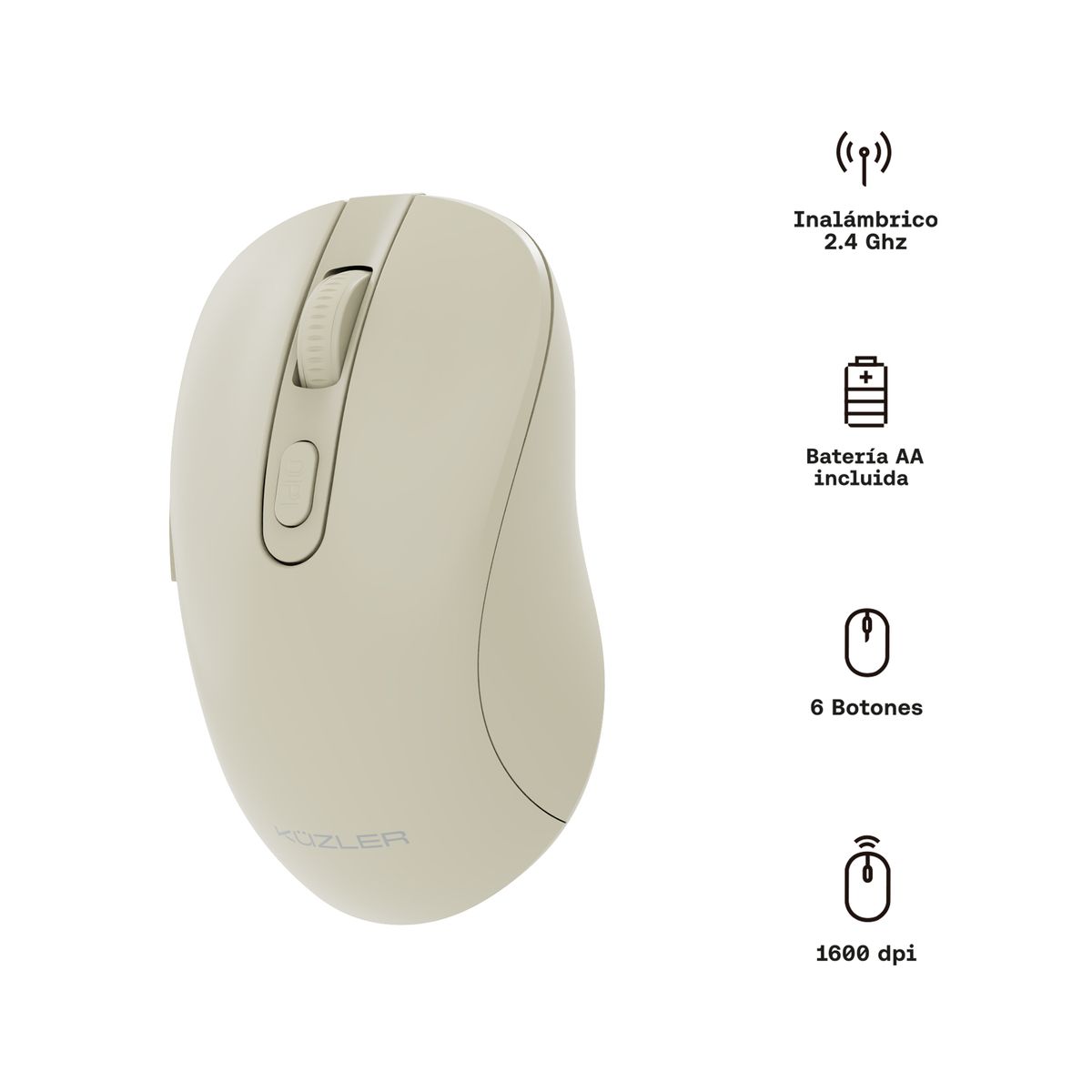KUZLER - Mouse Ergonómico Inalámbrico WORKFLOW-1B 1600 DPI
