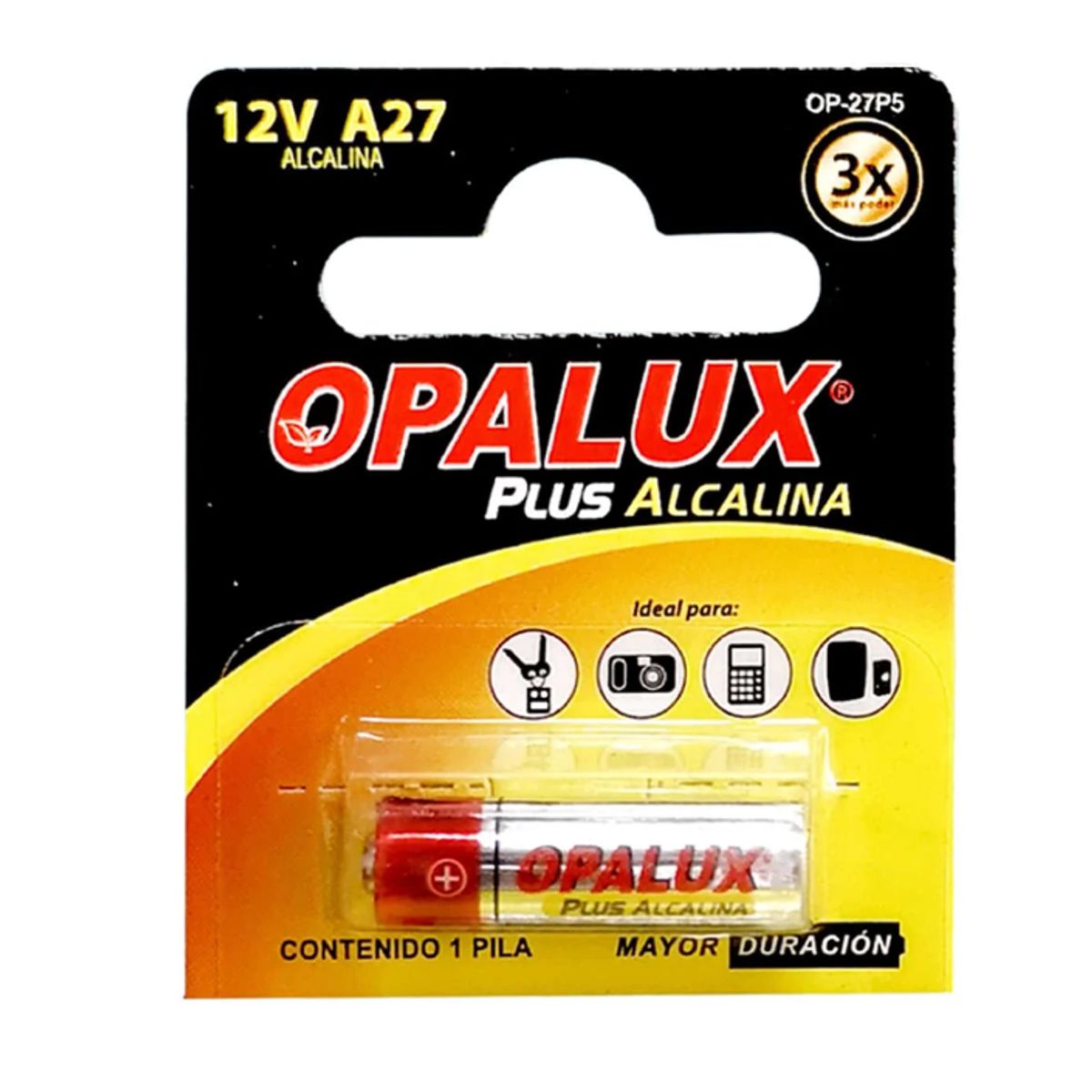 OPALUX - Pila alcalina A27 plus 12v Set5 OP-27P5 OPALUX
