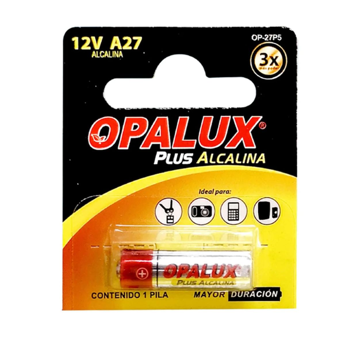 OPALUX - Pila alcalina A27 plus 12v Set5 OP-27P5 OPALUX