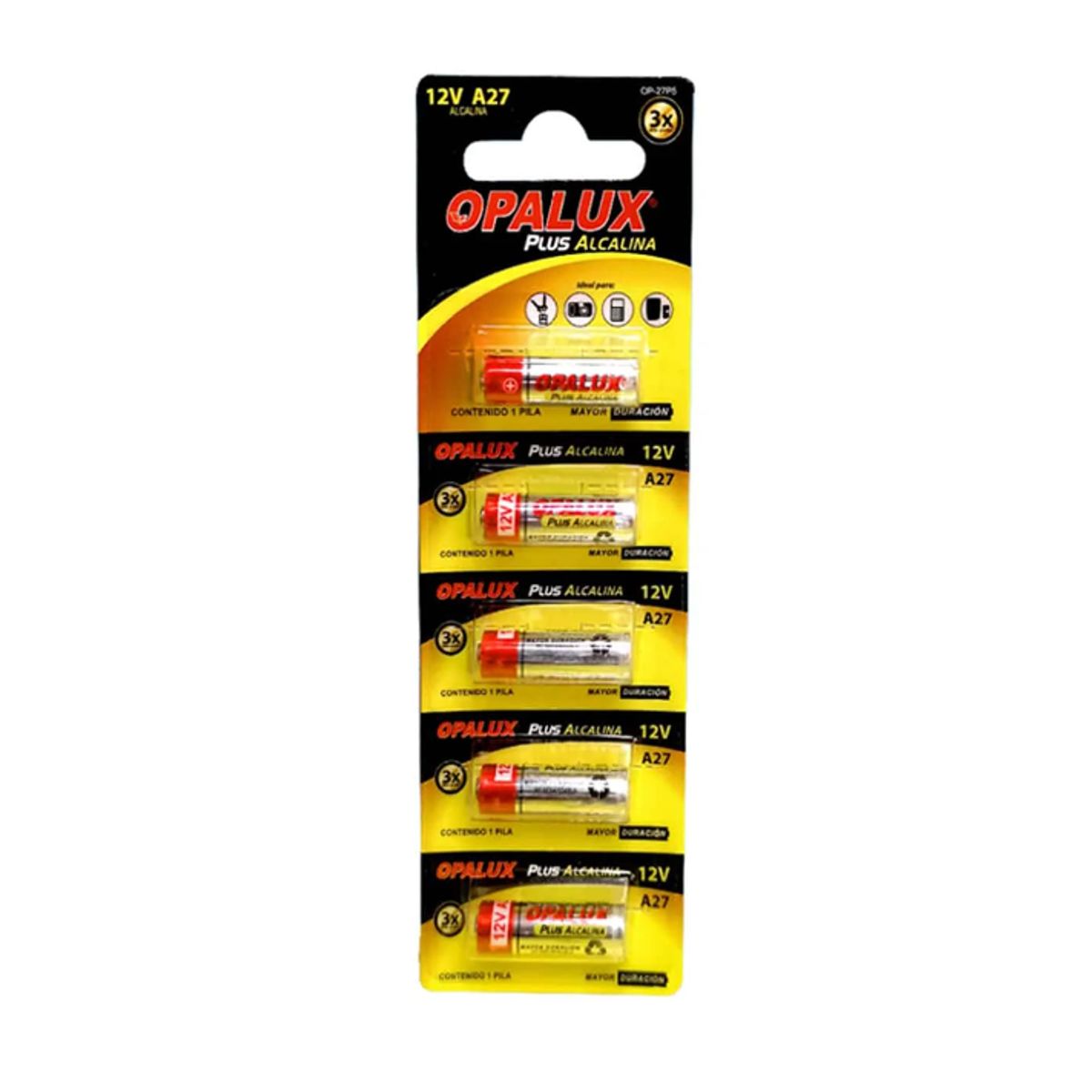 OPALUX - Pila alcalina A27 plus 12v Set5 OP-27P5 OPALUX