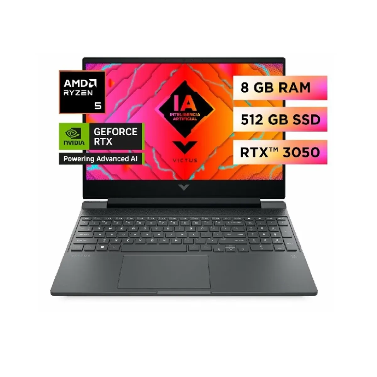 HP - Laptop HP Victus 15-FB2002LA AMD Ryzen5-8645HS 8GB RAM 512GB SSD 15 FHD RTX3050-6GB WIN11
