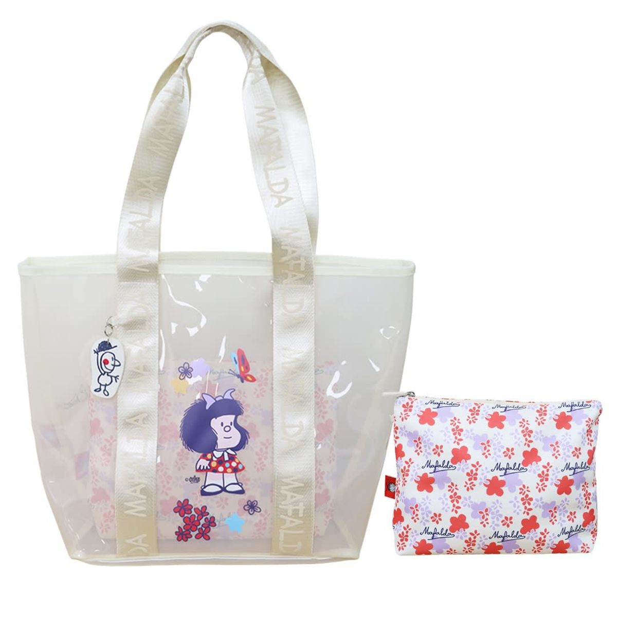 MAFALDA - Pack Bolso de Playa Mafalda Blanco + Neceser