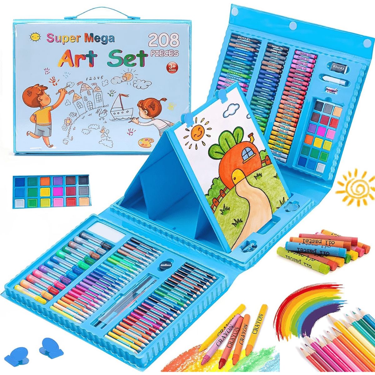 INSPIRA MARKET - Set de Arte Plumones Lápices Crayolas Acuarelas de Colores 208 piezas