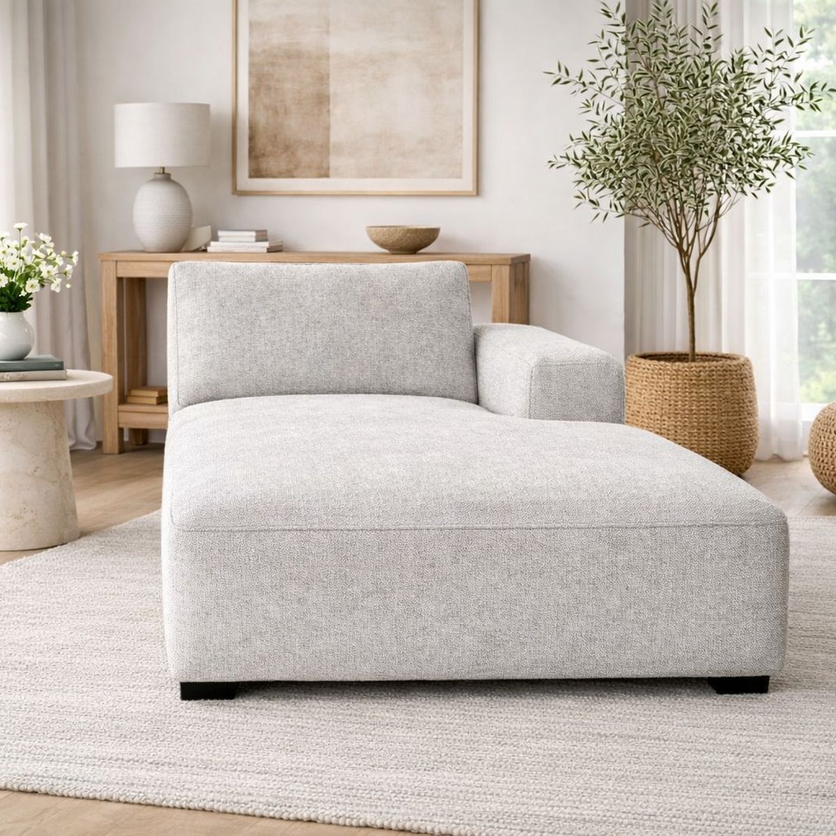 ARTSOFA - Sofá Chaise Serenité Gris Plata  Antifluido + Obsequio