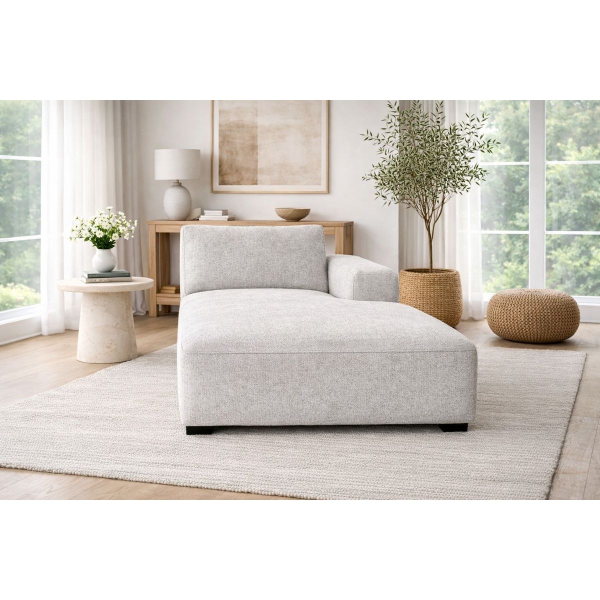 ARTSOFA - Sofá Chaise Serenité Gris Plata  Antifluido + Obsequio