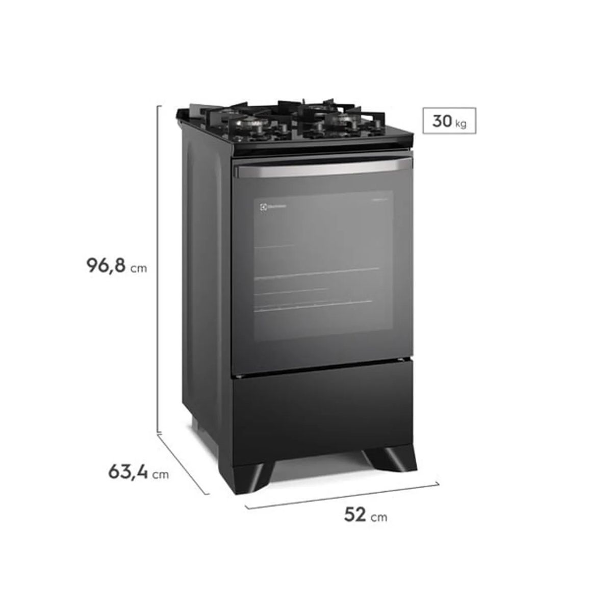 ELECTROLUX - COCINA 4 QUEMADORES ELECTROLUX NEGRA CON MESA DE VIDRIO FE4GP