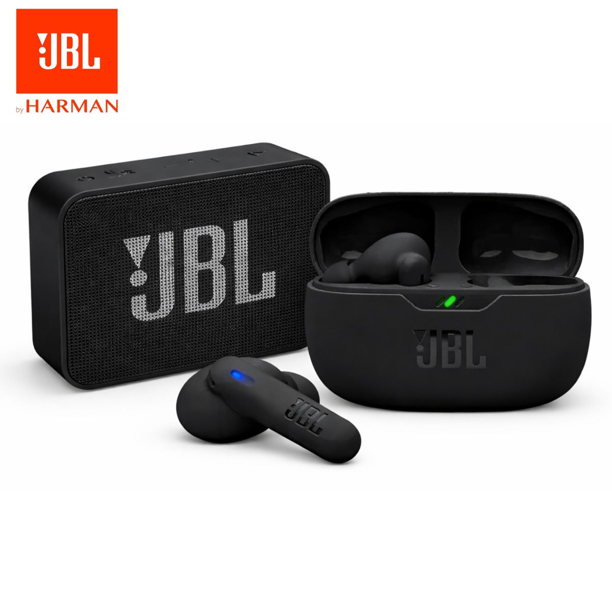 JBL - Audifono Bluetooth JBL Wave Beam + Parlante Bluetooth JBL Go Essential 2