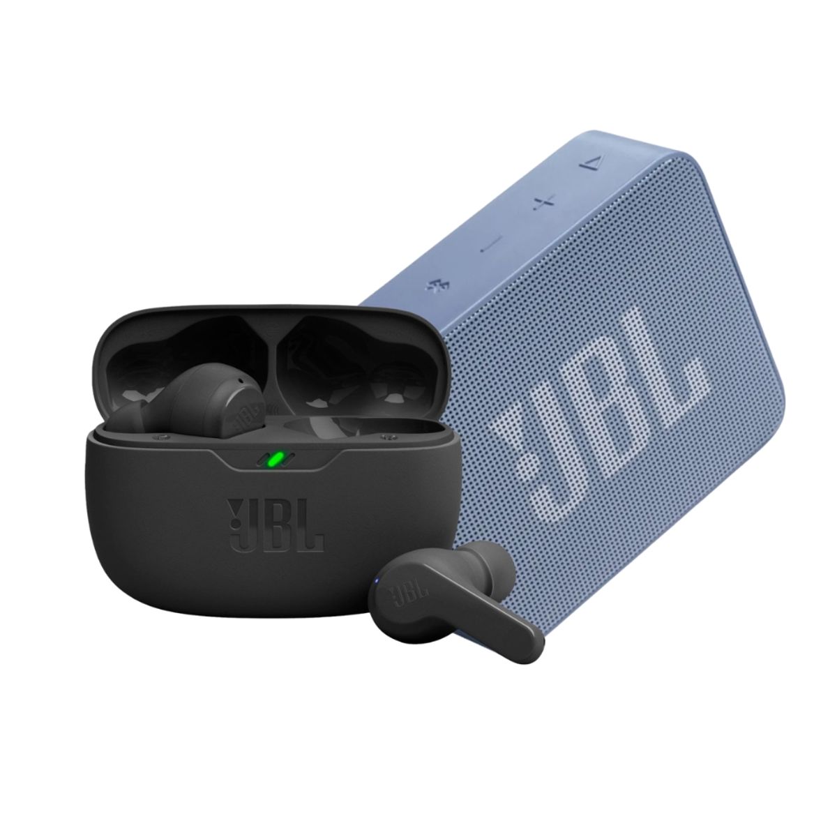 JBL - Audifono Bluetooth JBL Wave Beam + Parlante Bluetooth JBL Go Essential 2