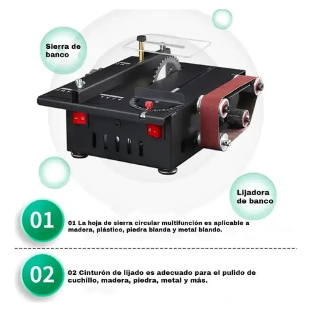 QUICK - Mini Sierra Mesa Herramientas Banco Y Lijadora De Banda