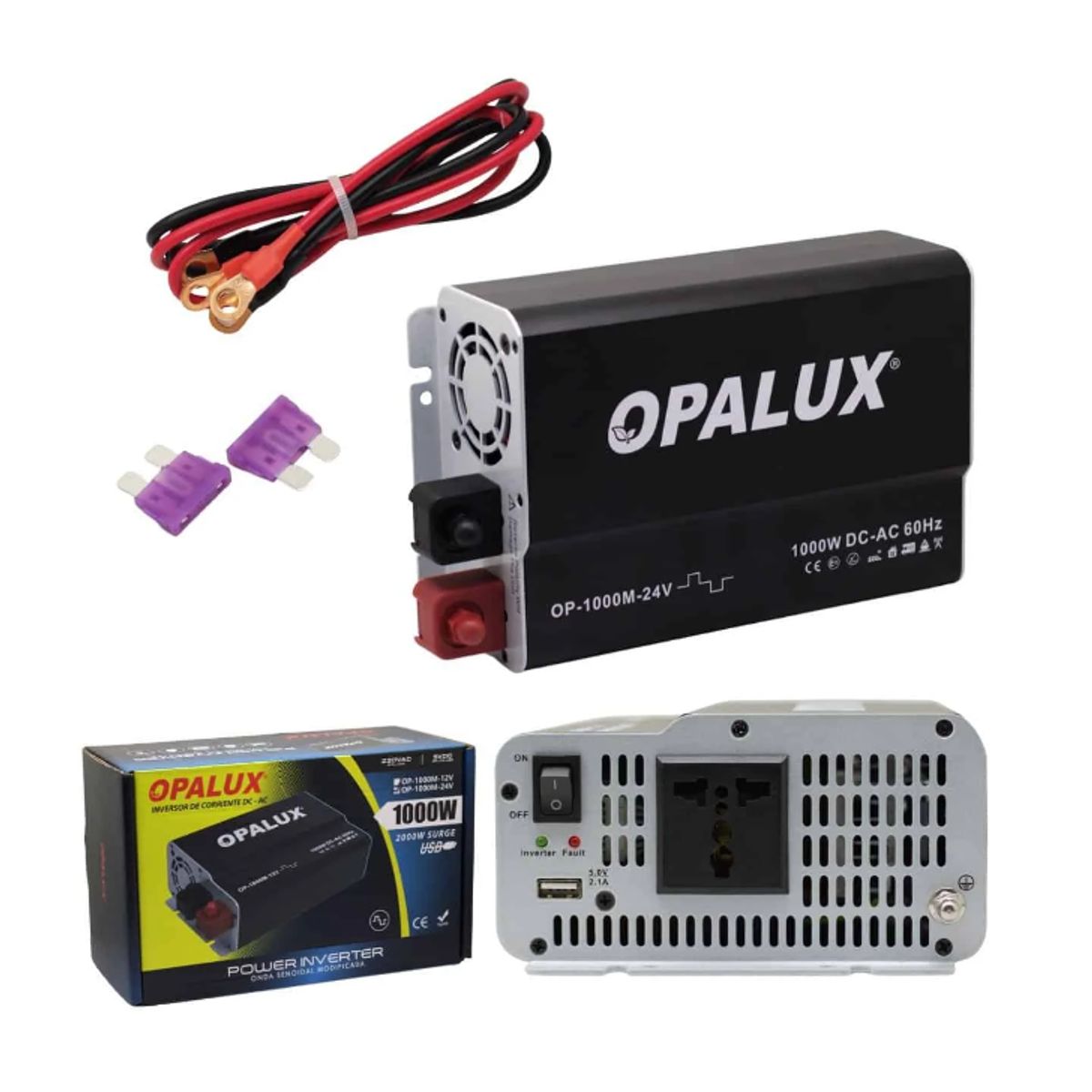 OPALUX - Inversor De Voltaje De Onda Modificada 1000W 24V OP-1000M-24V OPALUX