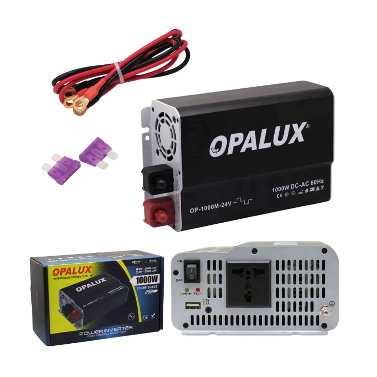 OPALUX - Inversor De Voltaje De Onda Modificada 1000W 24V OP-1000M-24V OPALUX
