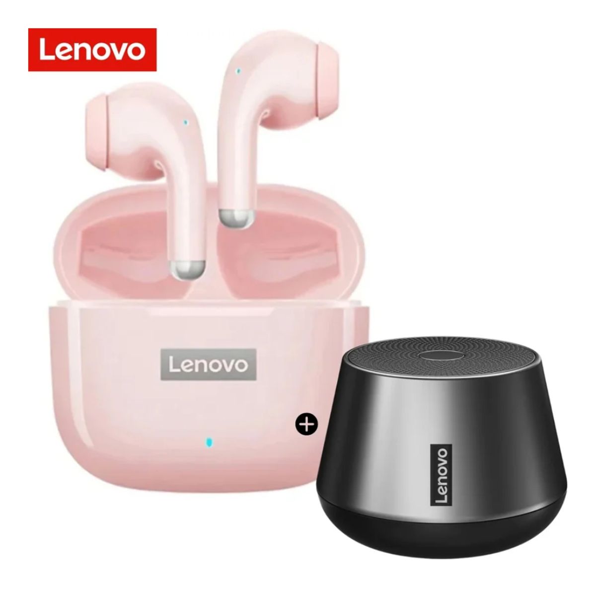 LENOVO - Audífonos Bluetooth Lenovo LP40 Pro Rosados + Parlante Bluetooth Lenovo K3 Pro  Sonido Inalámbrico