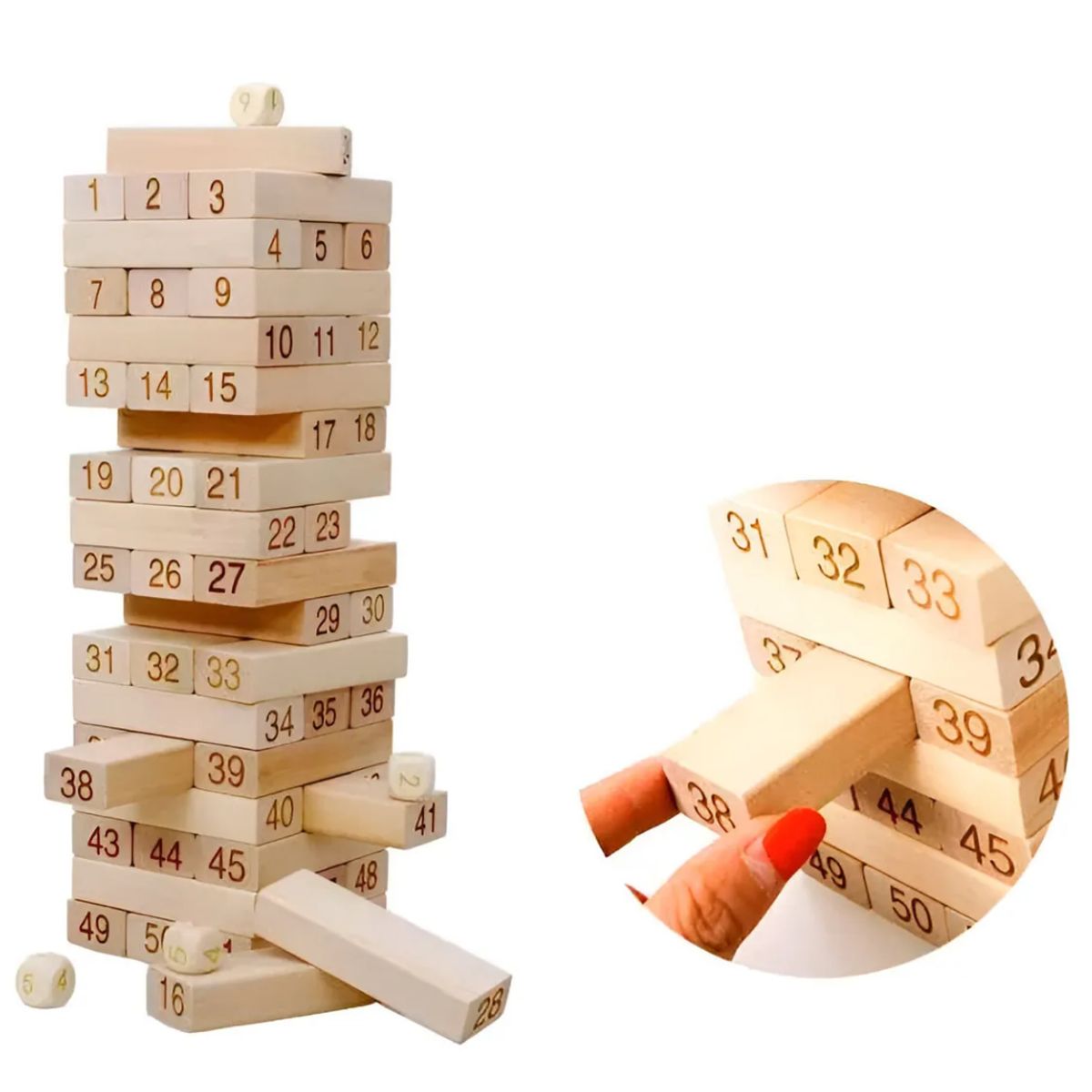 GENERICO - Jenga Torre con Dado Madera Didáctico