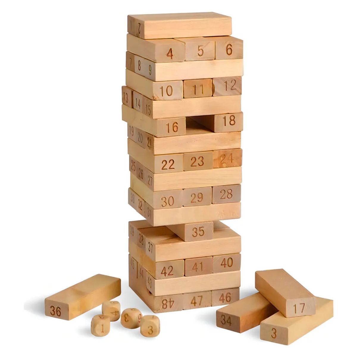 GENERICO - Jenga Torre con Dado Madera Didáctico