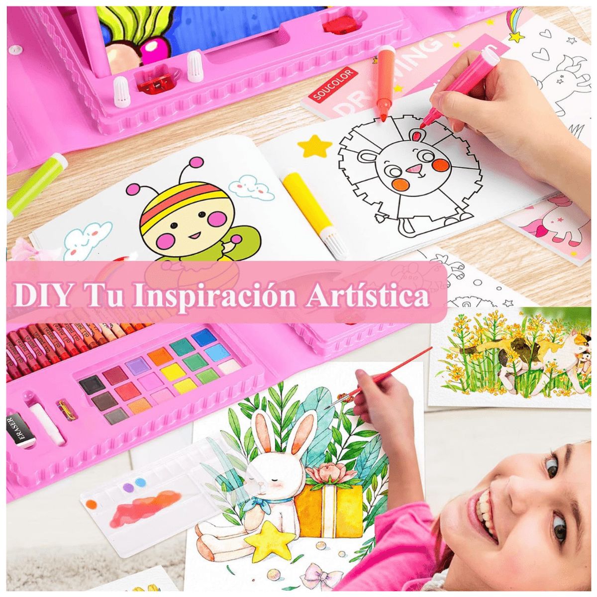 GENERICO - Set de Arte Plumones Lápices Crayolas Acuarelas de Colores 208 piezas