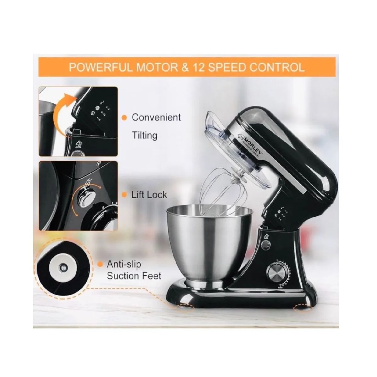 MORLEY - Batidora Planetaria Morley 2500W  Negro