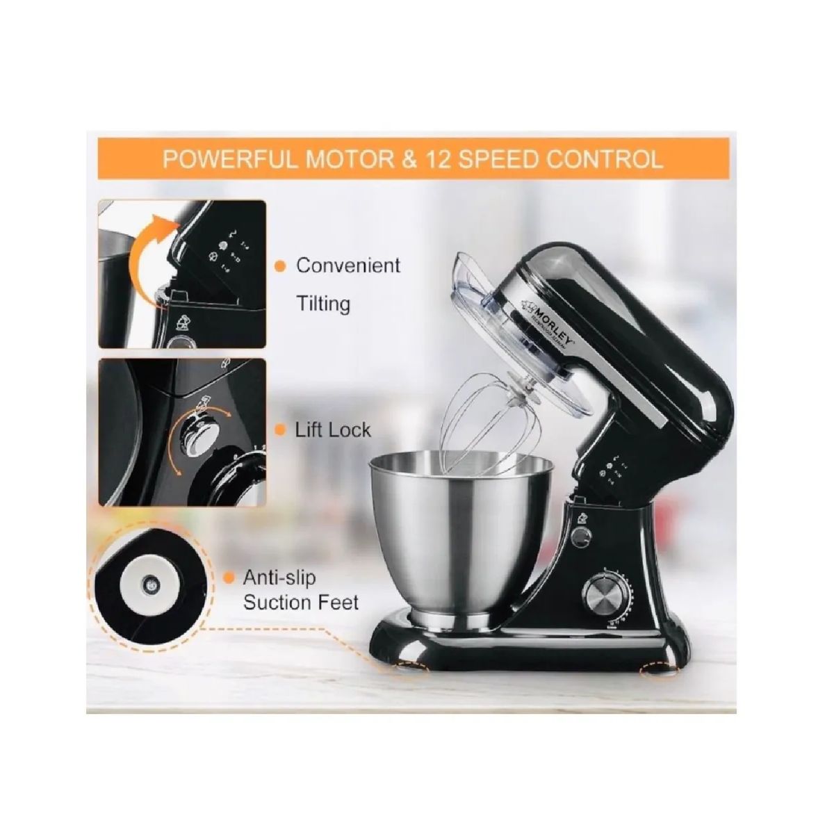 MORLEY - Batidora Planetaria Morley 2500W  Negro