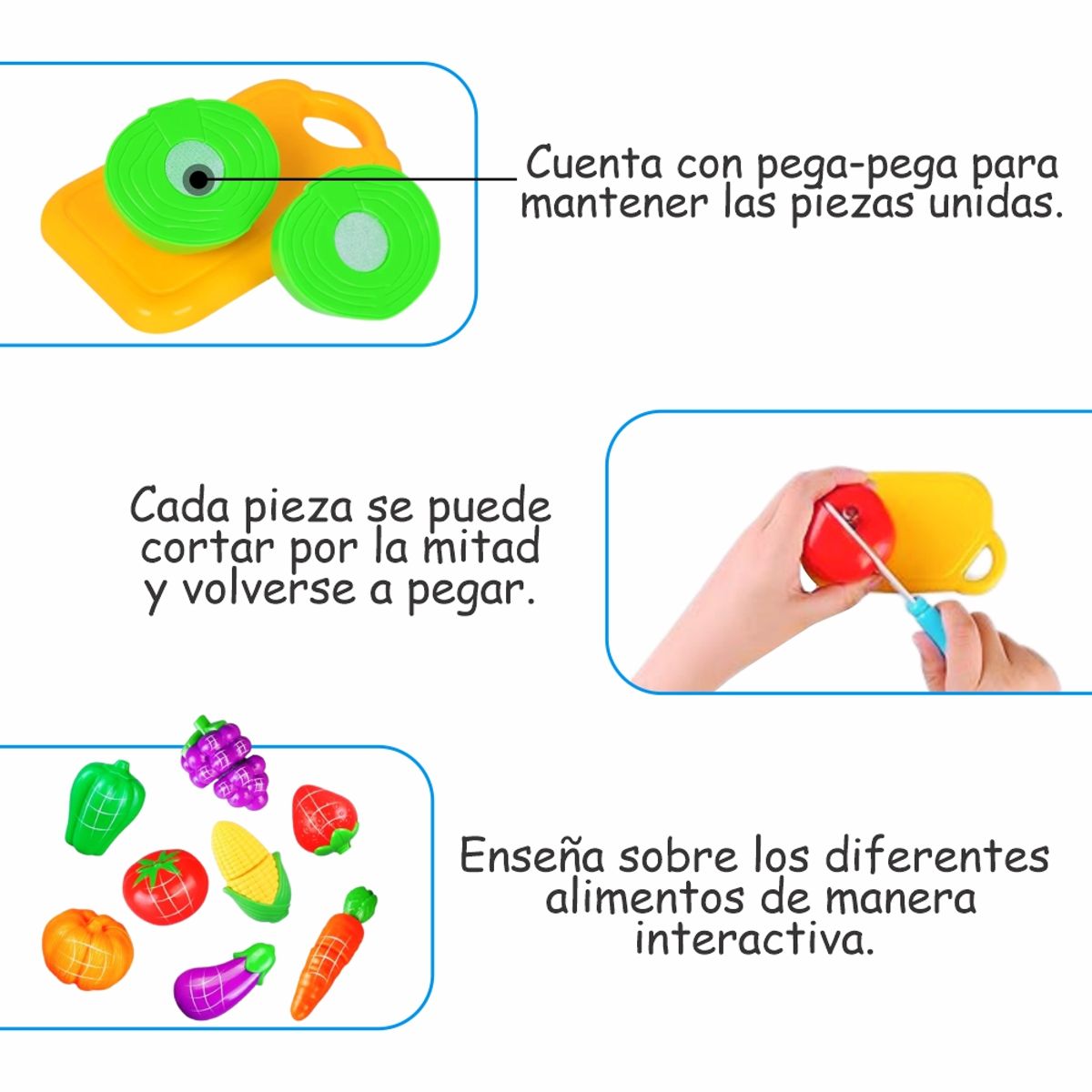 KIDS - Kit de Frutas y Verduras para Cortar – Set 26 Piezas