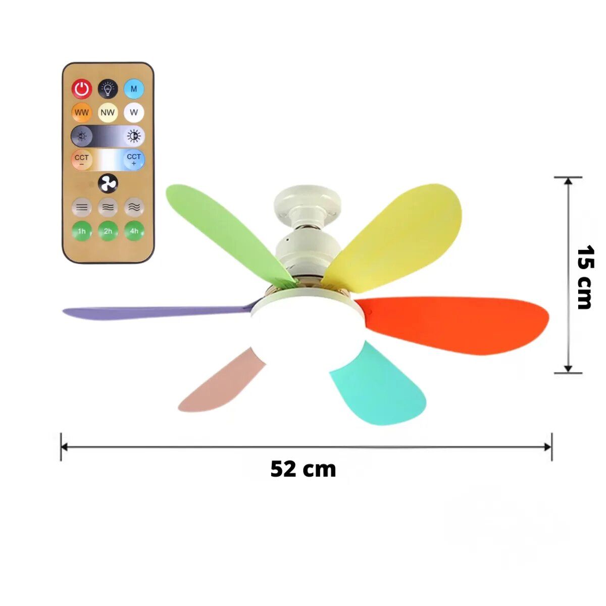 GENERICO - Foco Ventilador de Techo 2 en 1 Ahorrador 40W con Control y aspas de color