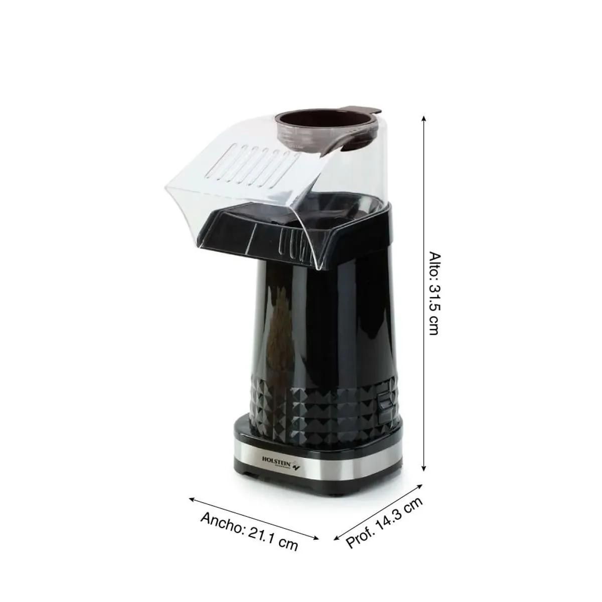 HOLSTEIN HOUSEWARES - Máquina de Pop Corn 1200W Negro Holstein