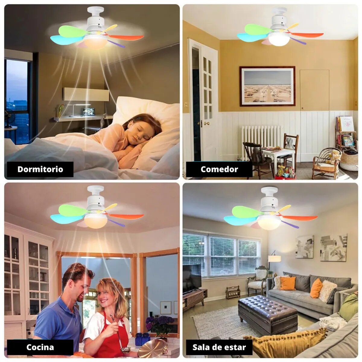 GENERICO - Ventilador Foco de Techo 2 en 1 Ahorrador 40W con Control