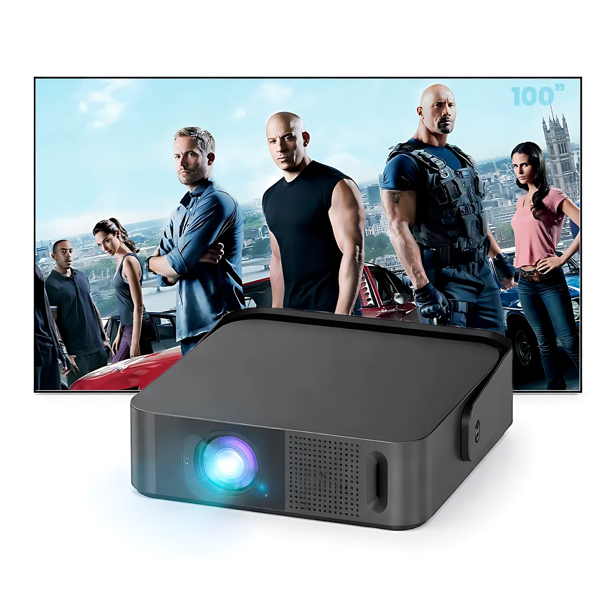 OWLENZ - Proyector SD200 Smart Owlenz Android 12 + Ecran Reflectiva 100 Pulgadas Gris