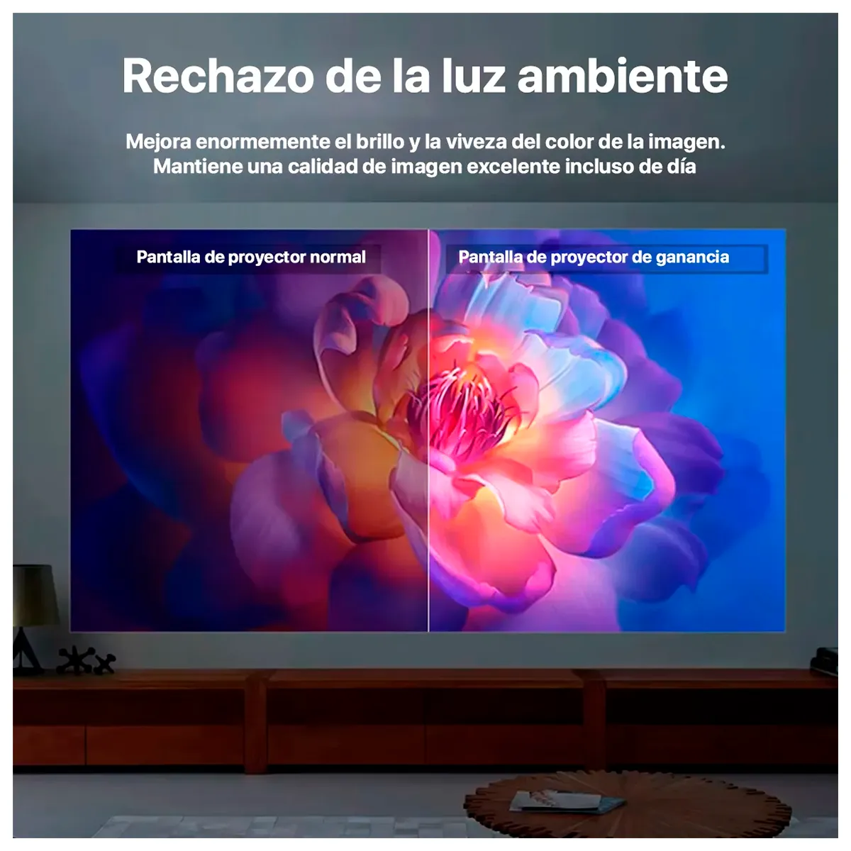 OWLENZ - Proyector SD200 Smart Owlenz Android 12 + Ecran Reflectiva 100 Pulgadas Gris