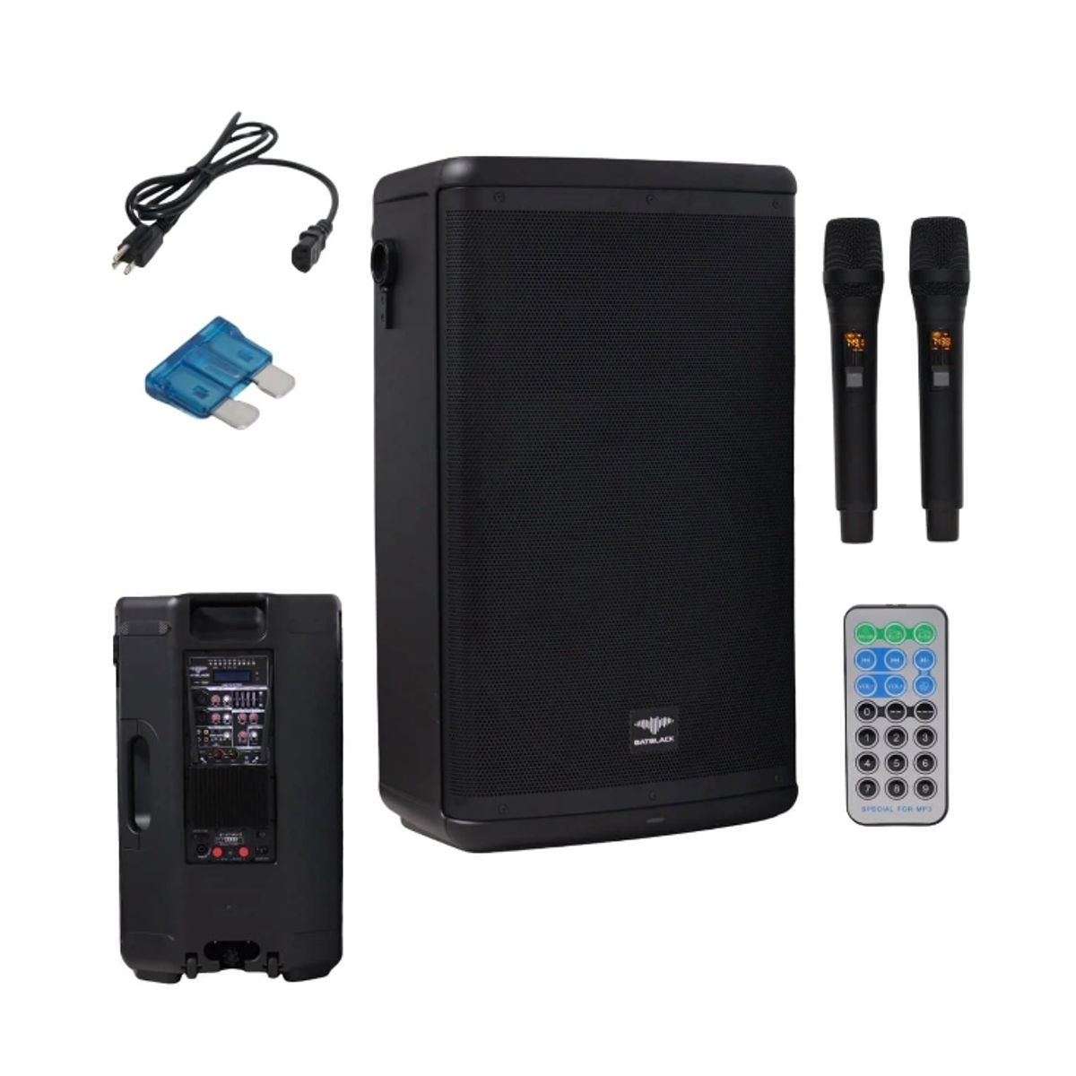 BATBLACK - ParlanteGabinete Activo 15″ 10000W c USBBTFMEQTWS BT-5115A5-21 BATBLACK