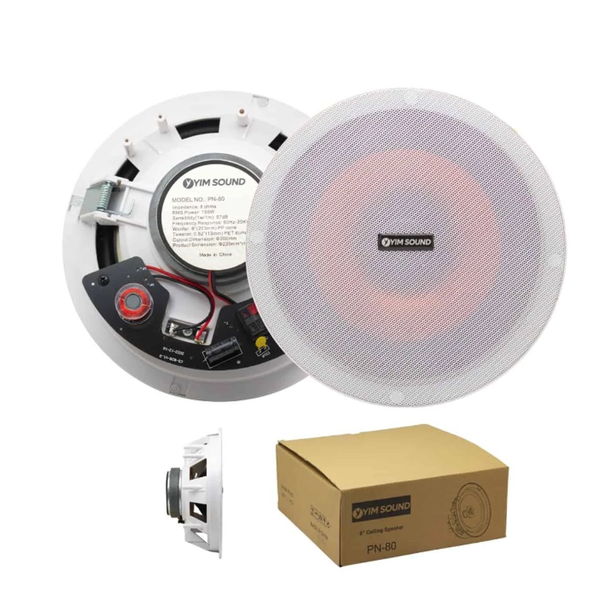 GENERICO - Parlante Ambiental para Cielo Raso 8” de 2 Vías 150W PN-80 YIM SOUND